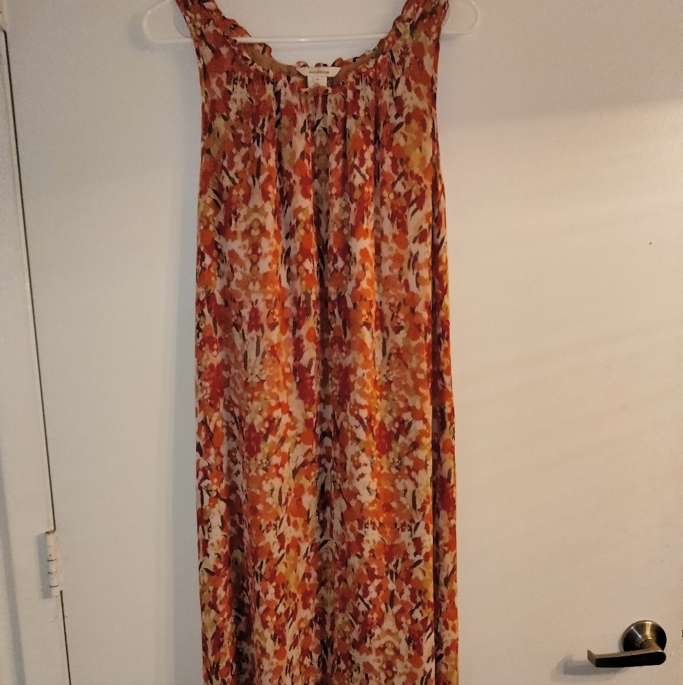 Sundance (Size M) Floral Print Ruffle Trim Sleeveless Dress